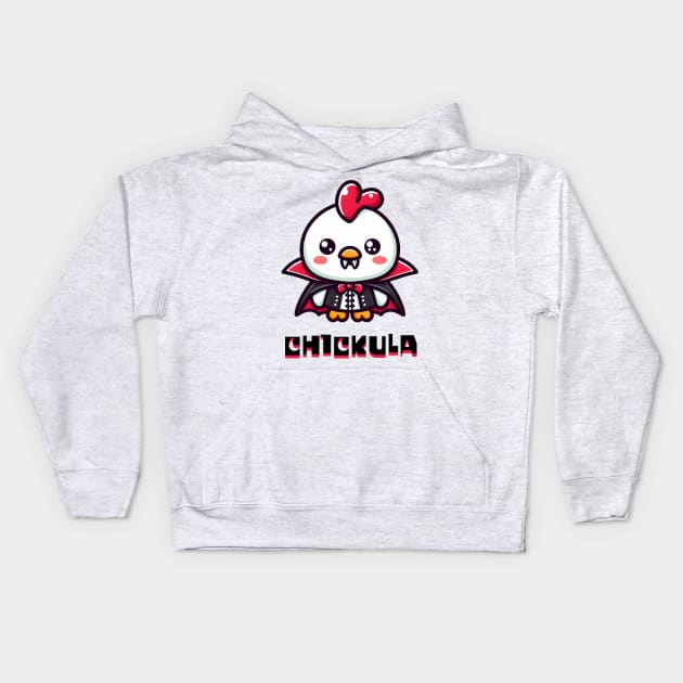 CHICKULA - Chicken and Dracula Humor Kids Hoodie by DaysMoon